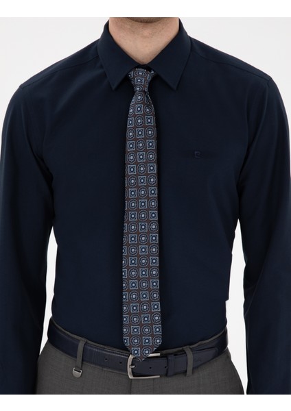 Erkek Lacivert Slim Fit Uzun Kollu Basic Gömlek 50307297-VR033 indirimleri