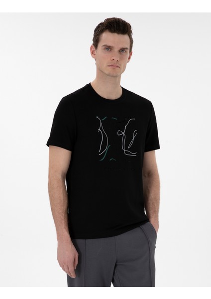 Erkek Siyah Regular Fit Tişört 50302611-VR046