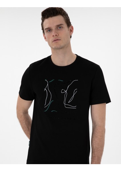 Erkek Siyah Regular Fit Tişört 50302611-VR046 modelleri
