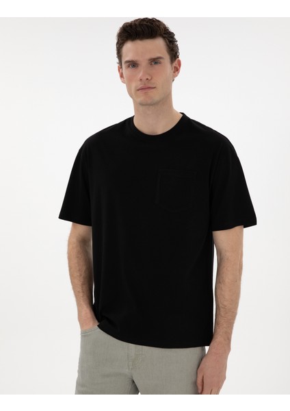 Erkek Siyah Comfort Fit Basic Tişört 50306991-VR046