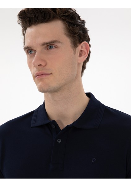 Erkek Lacivert Slim Fit Kıvrılmaz Polo Yaka Basic Tişört 50302561-VR033 fiyatları