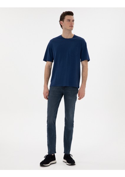 Erkek Açık Lacivert Comfort Fit Basic Tişört 50306991-VR059