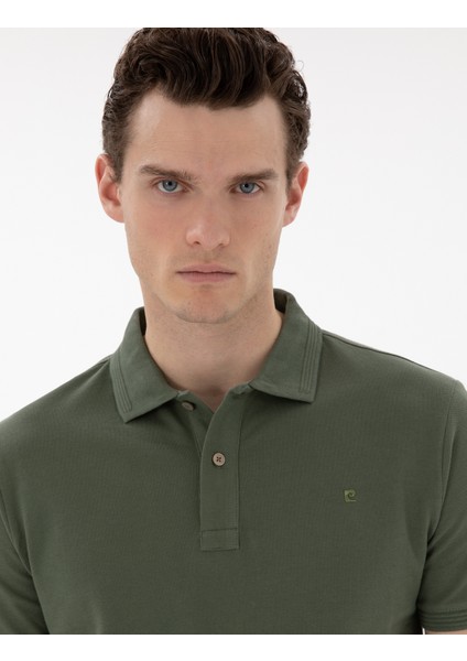 Erkek Haki Slim Fit Kıvrılmaz Polo Yaka Basic Tişört 50302561-VR027 fiyatları