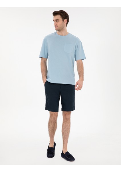 Erkek Açık Mavi Comfort Fit Basic Tişört 50306991-VR003