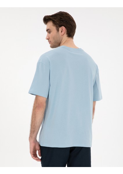 Erkek Açık Mavi Comfort Fit Basic Tişört 50306991-VR003