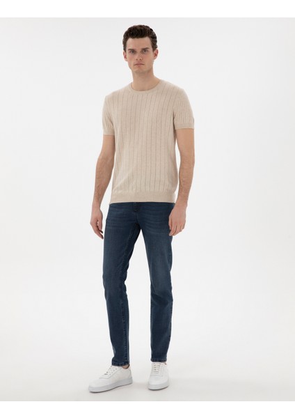 Erkek Bej Keten Karışımlı Regular Fit Bisiklet Yaka Triko Tişört 50305992-VR011 fırsatları