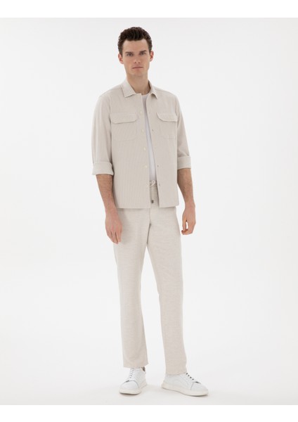 Erkek Bej Rahat Kalıp Uzun Kollu Gömlek 50304593-VR011 fırsatları