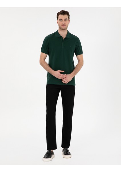 Erkek Siyah Slim Fit Beli Lastikli Kanvas Pantolon 50301791-VR046
