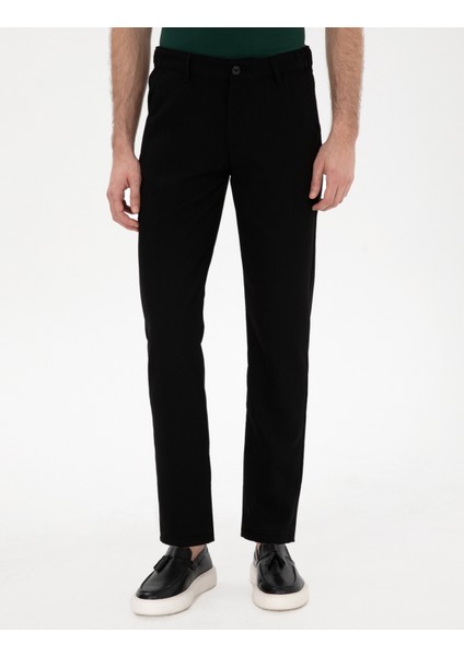 Erkek Siyah Slim Fit Beli Lastikli Kanvas Pantolon 50301791-VR046 fiyatları