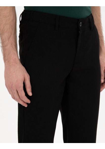 Erkek Siyah Slim Fit Beli Lastikli Kanvas Pantolon 50301791-VR046 indirimleri
