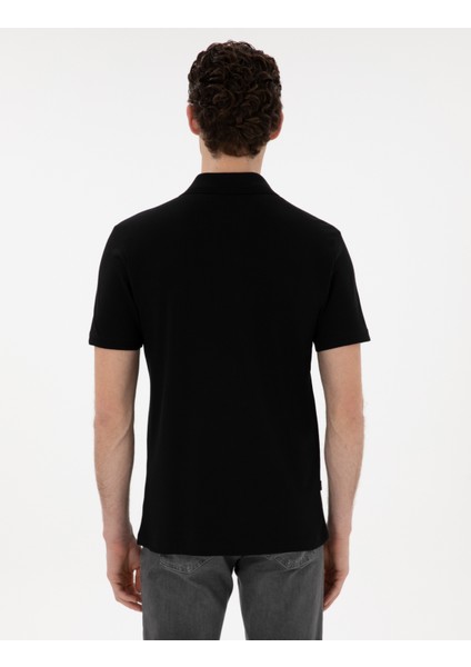 Erkek Siyah Slim Fit Kıvrılmaz Polo Yaka Basic Tişört 50302561-VR046 indirimleri