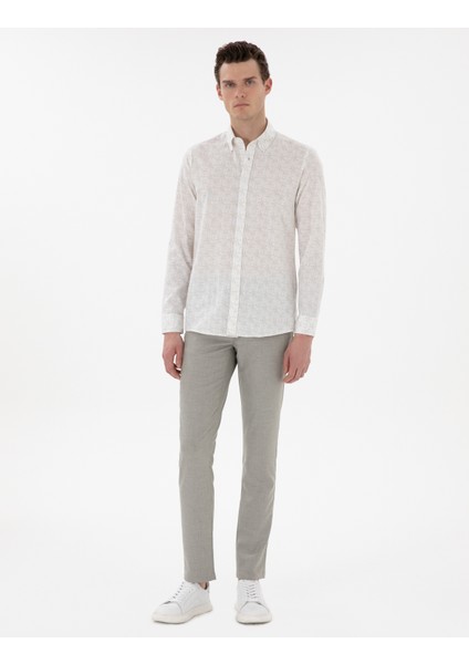 Erkek Haki Slim Fit Yazlık Kanvas Pantolon 50301803-VR027