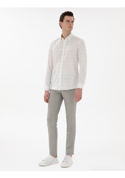 Erkek Haki Slim Fit Yazlık Kanvas Pantolon 50301803-VR027