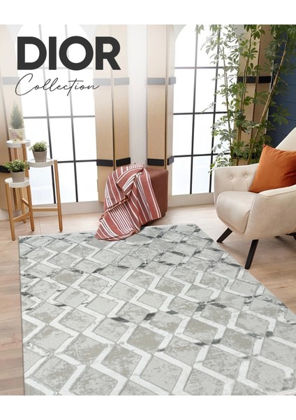 Dior Koleksiyonu Akrilik Dokuma Saçaklı Halı 4257 Gri