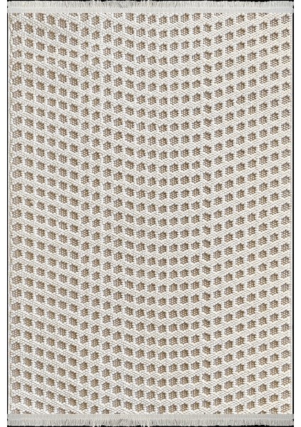 Tual Koleksiyonu Modern Saçaklı Halı 8405 Bej