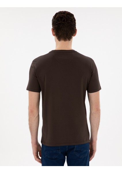 Erkek Kahverengi Slim Fit Merserize Basic Tişört 50302560-VR029