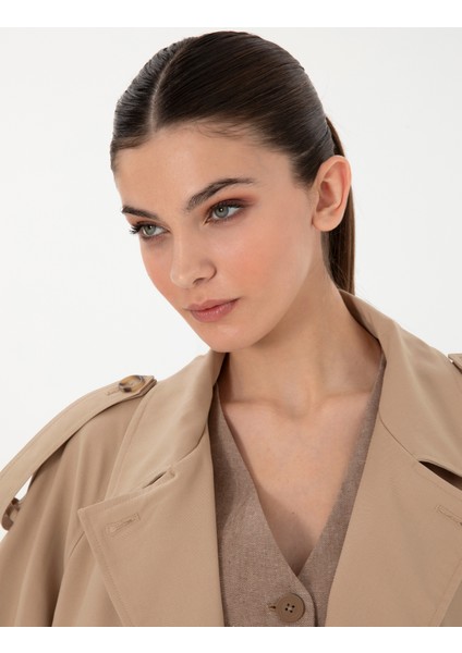 Kadın Bej Oversize Trençkot 50300859-VR011