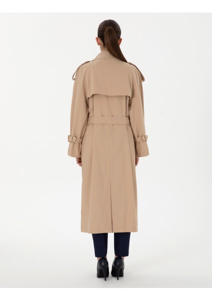 Kadın Bej Oversize Trençkot 50300859-VR011