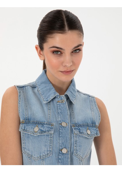 Kadın Açık Mavi Slim Fit Jean Elbise 50306777-VR003