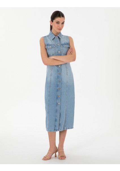 Kadın Açık Mavi Slim Fit Jean Elbise 50306777-VR003