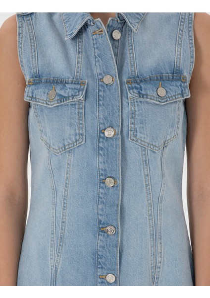 Kadın Açık Mavi Slim Fit Jean Elbise 50306777-VR003
