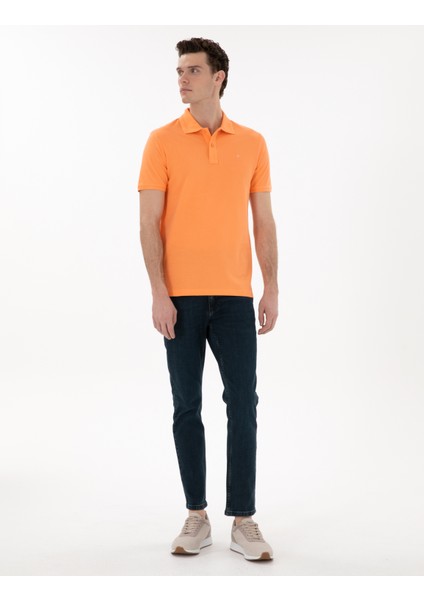 Erkek Turuncu Slim Fit Kıvrılmaz Polo Yaka Basic Tişört 50302561-VR186 fırsatları
