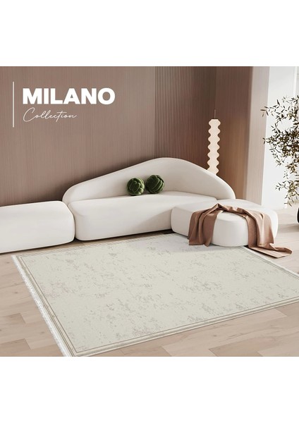 Milano Koleksiyonu Akrilik Dokuma Lüks Saçaklı Halı 4754 Bej