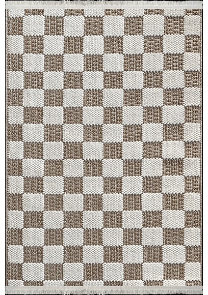 Tual Koleksiyonu Modern Saçaklı Halı 8408 Kahve