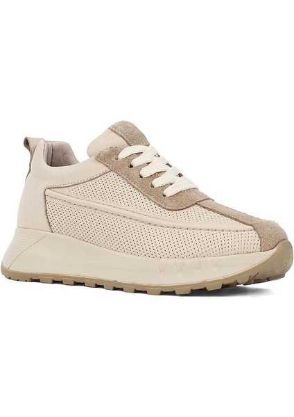 Kadın Vizon Bağcıklı Kalın Tabanlı Süet Deri Sneaker modelleri