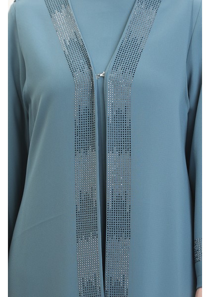 Büyük Beden Elbise Yelek Ikili Takım 6140-02 Su Yeşili fırsatları