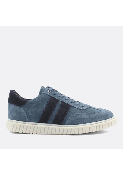 Erkek Mavi Bağcıklı Süet Deri Sneaker