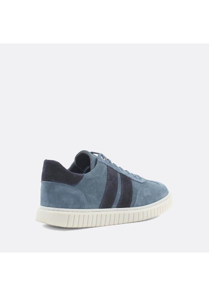 Erkek Mavi Bağcıklı Süet Deri Sneaker
