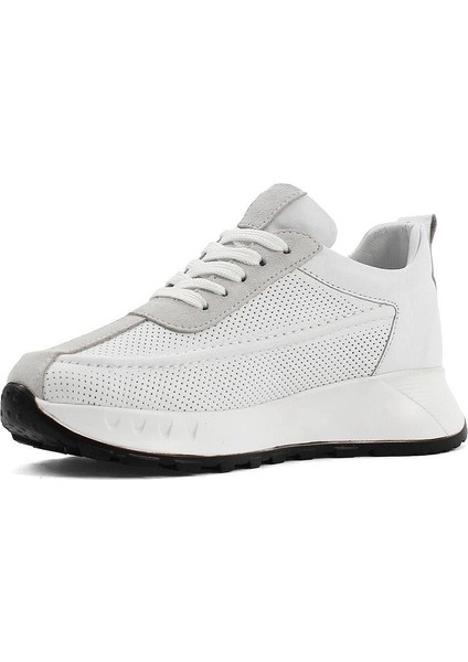 Kadın Beyaz Bağcıklı Kalın Tabanlı Süet Deri Sneaker fırsatları