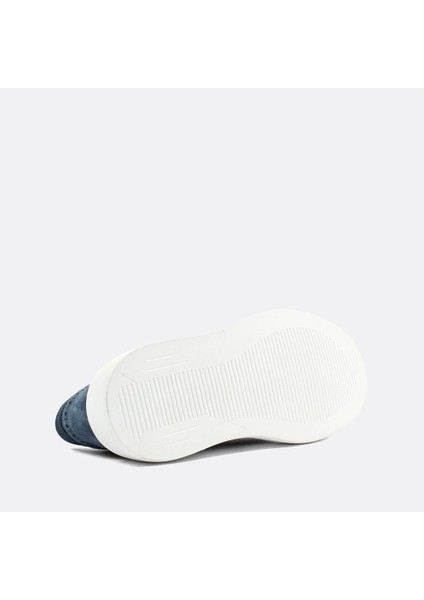 Erkek Mavi Bağcıklı Kalın Tabanlı Süet Deri Sneaker