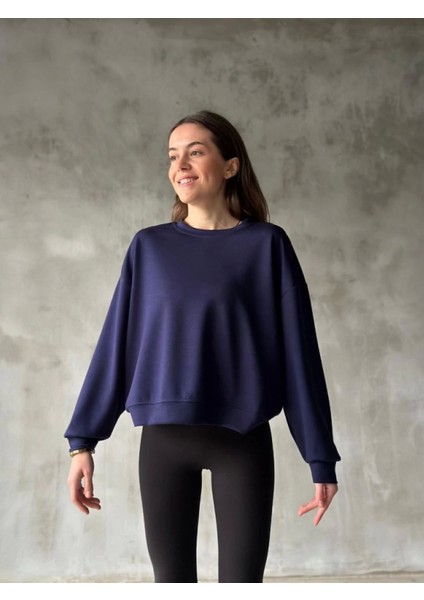Osy Modal Yumuşak Dokulu Kumaş Bisiklet Yaka Oversize Sweatshirt