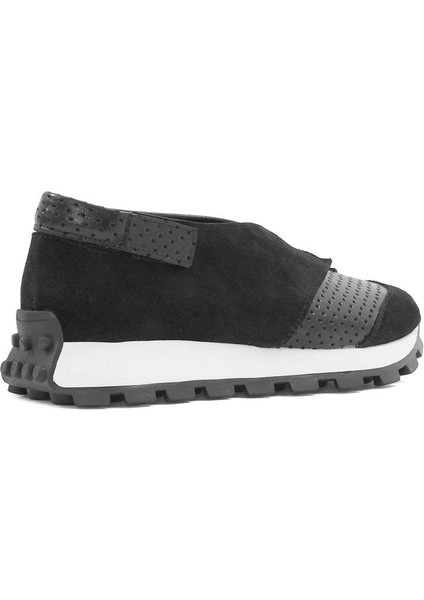 Kadın Siyah Süet Siyah Deri Sneaker