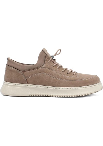 Erkek Vizon Kalın Tabanlı Nubuk Deri Sneaker