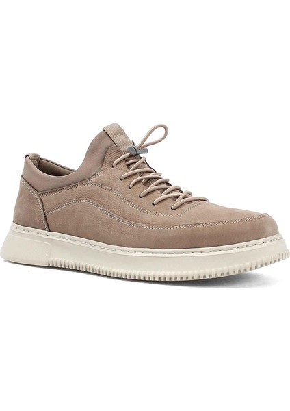 Erkek Vizon Kalın Tabanlı Nubuk Deri Sneaker