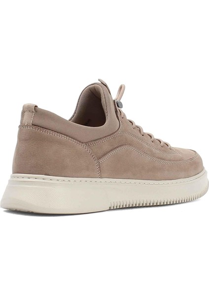 Erkek Vizon Kalın Tabanlı Nubuk Deri Sneaker