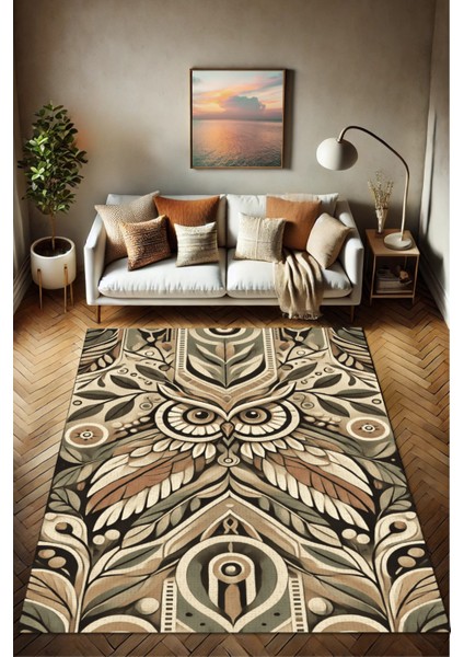 Baykuş Desenli Halı Dijital Baskılı Çiçek Desenli Halı Doğa Desenli Dokuma Tabanlı Kaymaz Halı Genç Odası Halısı