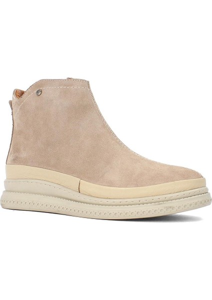 Kadın Bej Fermuarlı Dolgu Topuklu Süet Deri Bot modelleri