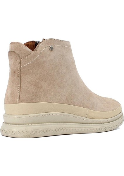 Kadın Bej Fermuarlı Dolgu Topuklu Süet Deri Bot indirimleri