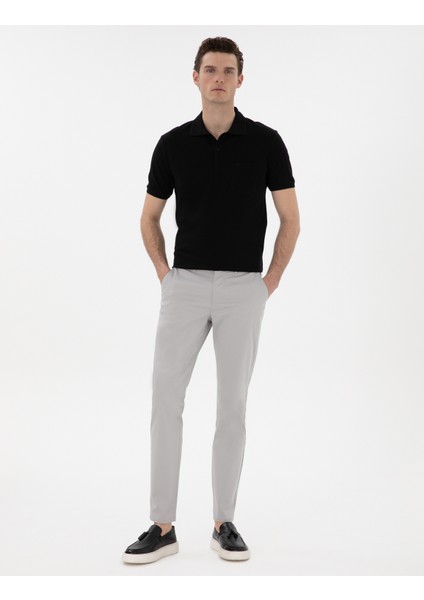 Erkek Açık Gri Slim Fit Yazlık Kanvas Pantolon 50305450-VR001