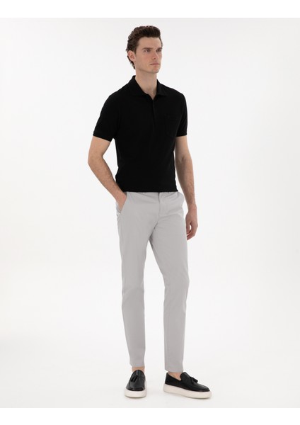 Erkek Açık Gri Slim Fit Yazlık Kanvas Pantolon 50305450-VR001