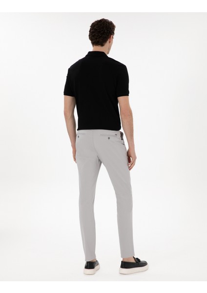 Erkek Açık Gri Slim Fit Yazlık Kanvas Pantolon 50305450-VR001
