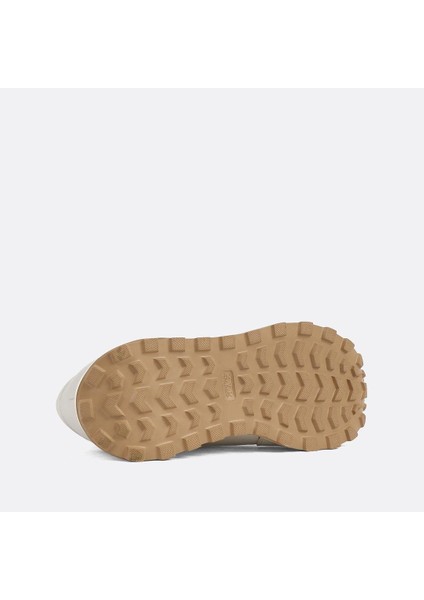Kadın Bej Bağcıklı Fermuarlı Deri Sneaker