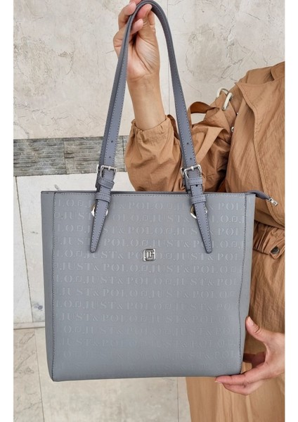 Justpolo Kadın Gri Büyük Boy Omuz Çantası Tote Bag fiyatları