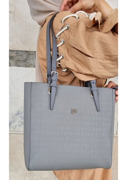 Justpolo Kadın Gri Büyük Boy Omuz Çantası Tote Bag modelleri