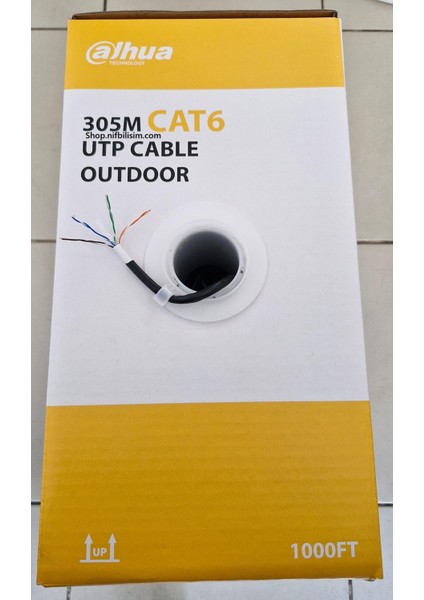 Nif Bilişim Dahua DH-PFM920-6UN 305 Metre Outdoor Dış Mekan Utp 23AWG Cat6 Oksijensiz Bakır % 99,97 Saflık Cat6 Kablo Siyah