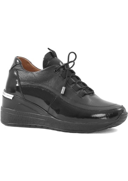 Kadın Siyah Dolgu Topuklu Rugan Deri Sneaker modelleri
